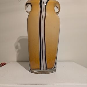 Murano Amber and Black Glass Vase